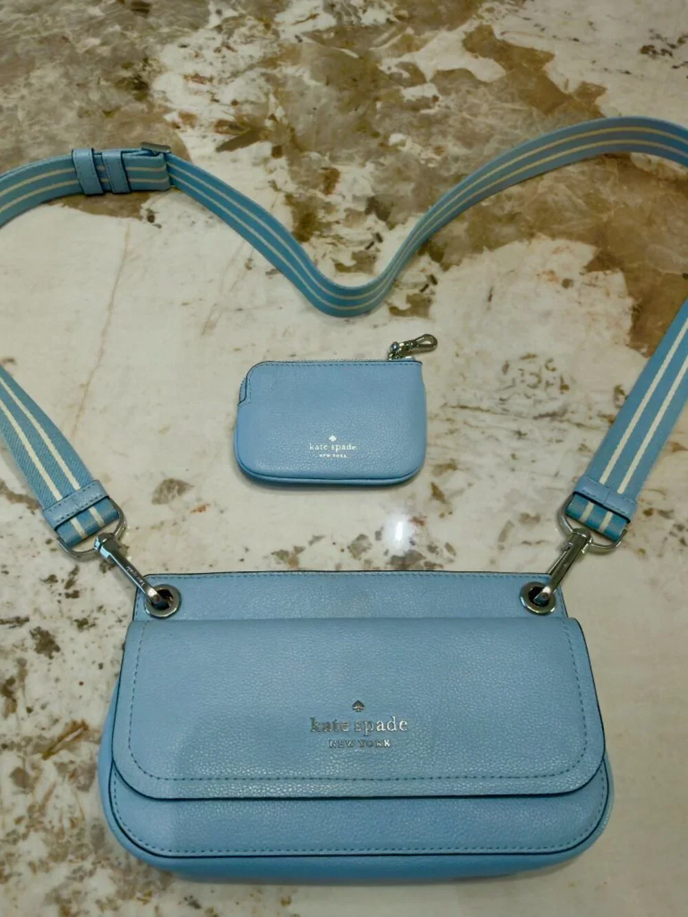 Kate Spade New York crossbody bag in light blue with coin pouch